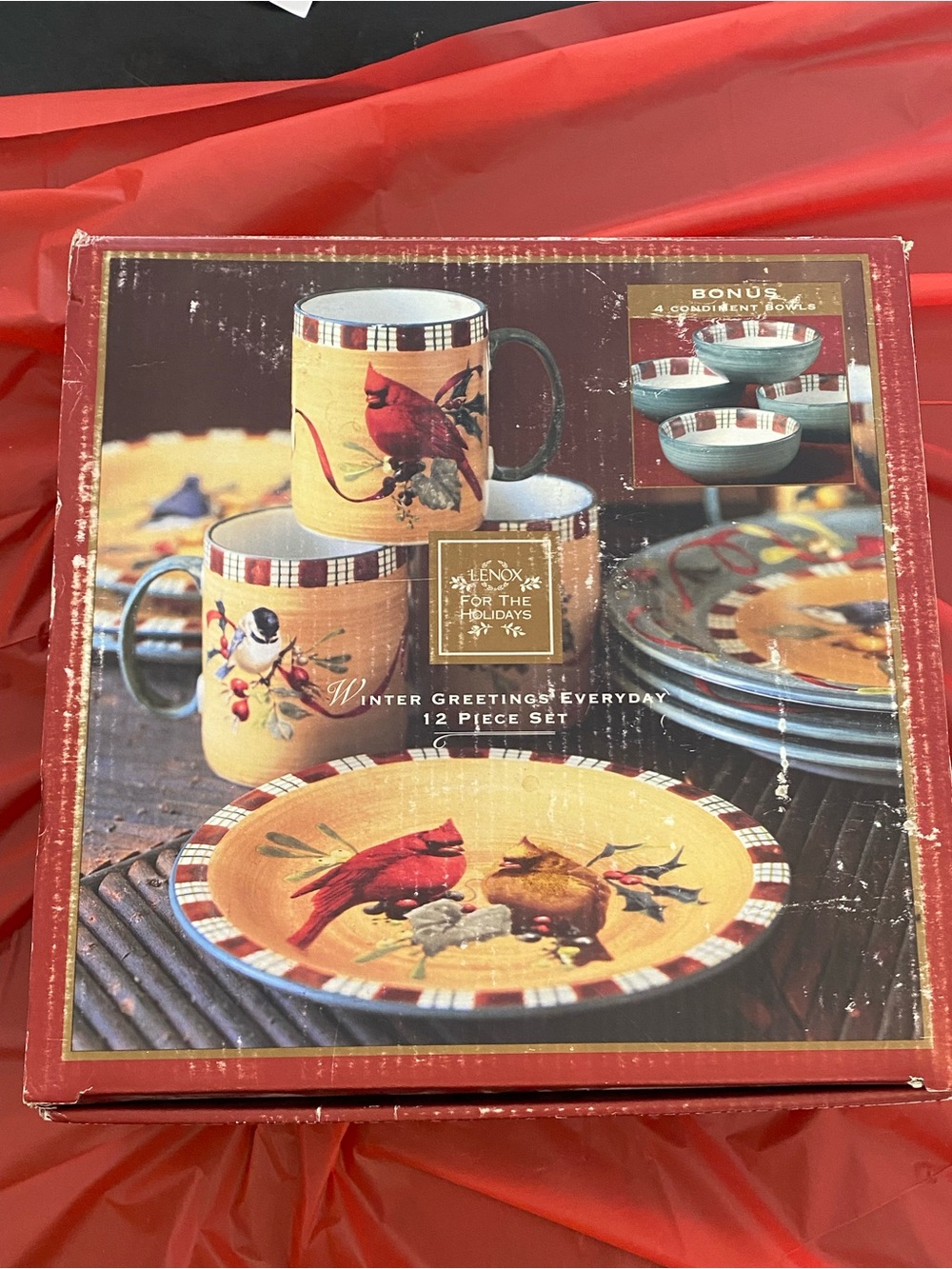 Lenox Winter Greetings Dinnerware Set - Red and Cream
